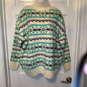 American Eagle Vintage Style Fair Isle Turtleneck Sweater Size Small